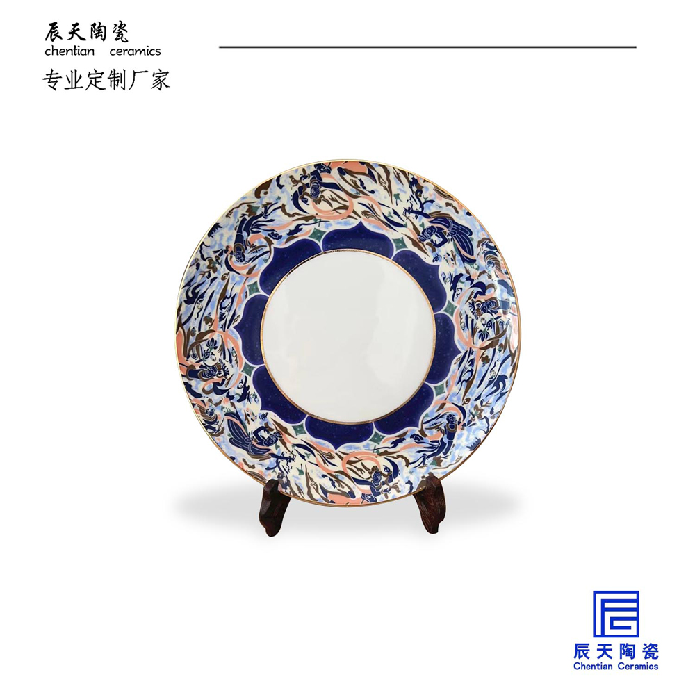 <b>客戶定製 彩繪仿敦煌飛天舞女陶瓷紀念盤</b>